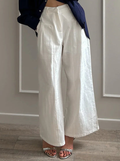 White Pants For Women Cotton Formal High Waist