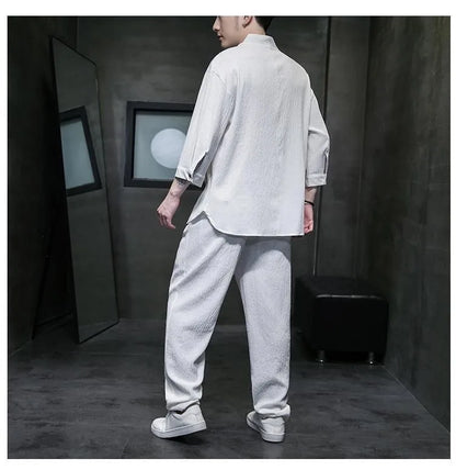2 Pcs Mens Fashion Trend Solid Color Loose Sport