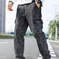 Fashionable Men's Denim Washed Workwear Jeans