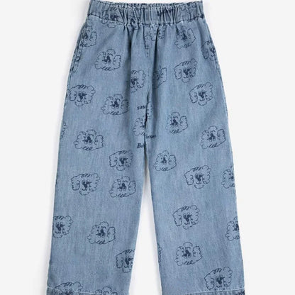 Girls Dress Printed Skirts Patchwork Outwear Pant Set