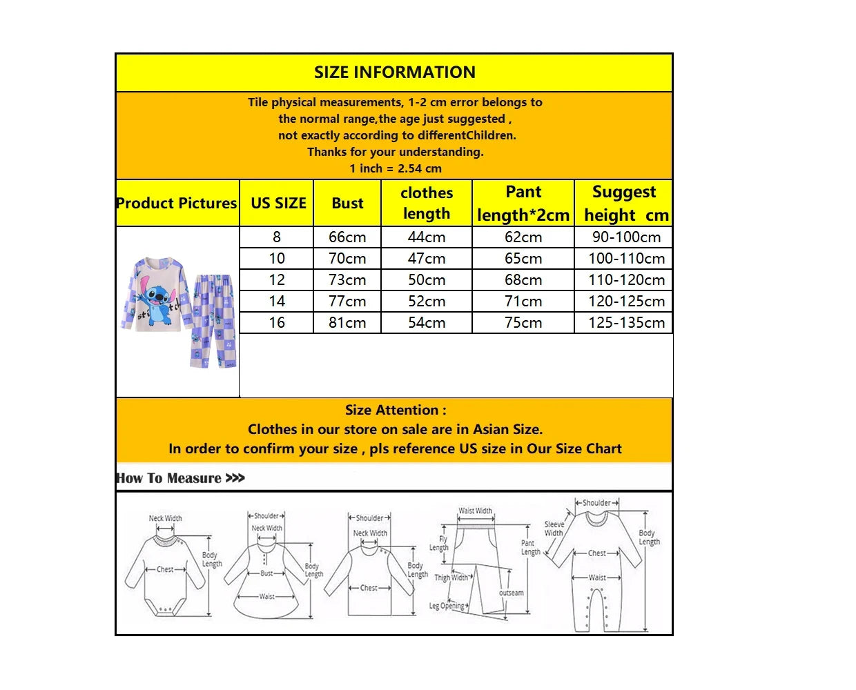 2 Pcs Boys/Girls Minnie Mickey Cartoon Longsleeved Pajamas