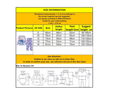 2 Pcs Boys/Girls Minnie Mickey Cartoon Longsleeved Pajamas