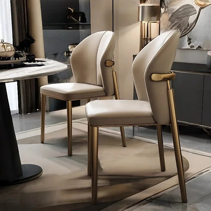 Luxury Leather Dining Chair Backrest Armchair