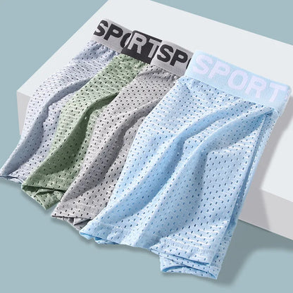 4pcs Mesh Men Boxer Quick Dry Briefs Breathable