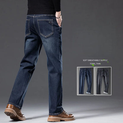 Stretch Black Blue Casual Mens Trousers Classic