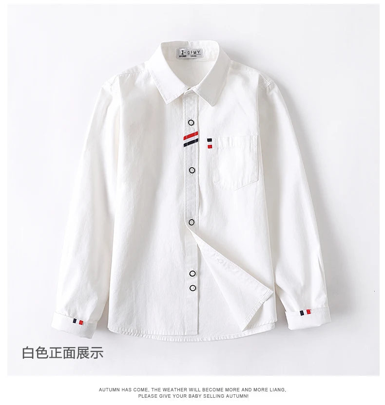 Cotton Solid Color Full-sleeved Boy's Shirts