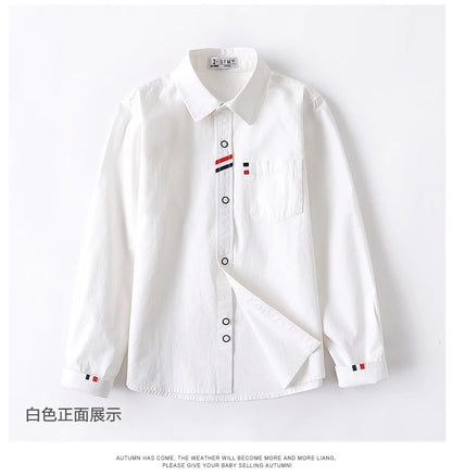 Cotton Solid Color Full-sleeved Boy's Shirts