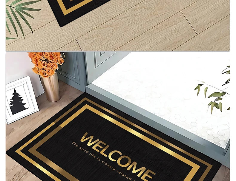 Gold Stripes Decorations Door Entry Carpet House