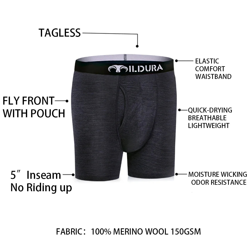 Men's Merino Wool Underwear Boxer Briefs