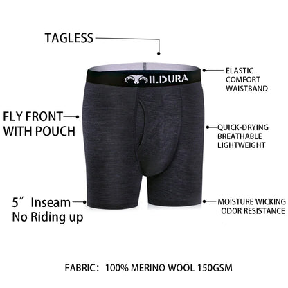 Men's Merino Wool Underwear Boxer Briefs