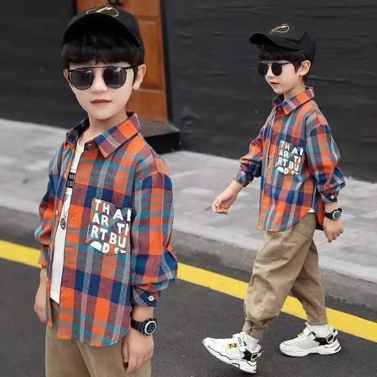 Boys' Long Sleeve Checkered Shirt for Toddler