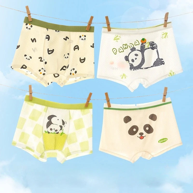 4PCSThin  Mesh Breathable Boys Antibacterial Cartoon Underwear