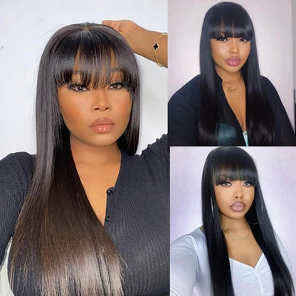 Varlea Short Bob Human Hair Wigs Full Straight