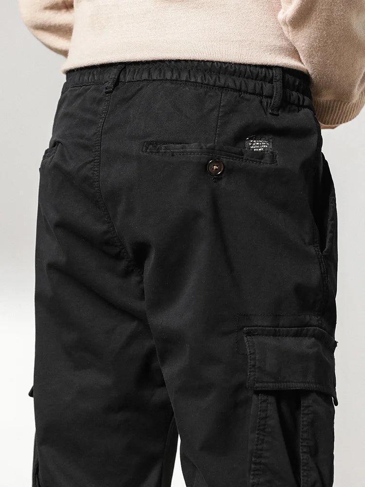 Cargo Pants Men Multi-Pockets Drawstring Fleece Liner