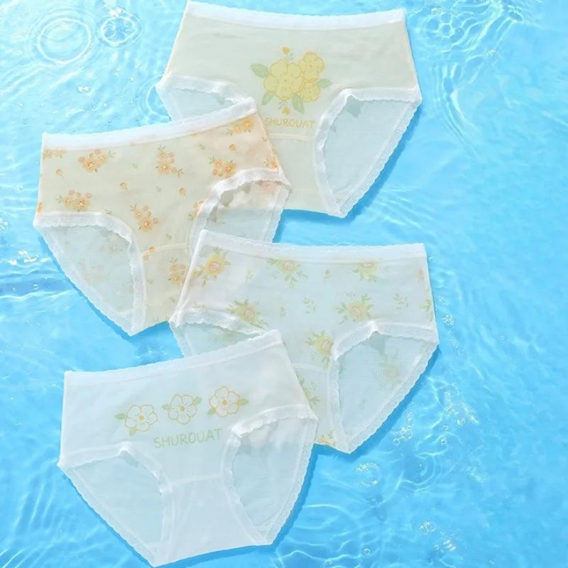 4PCS Girls Cool Breathable Comfort Briefs Cartoon