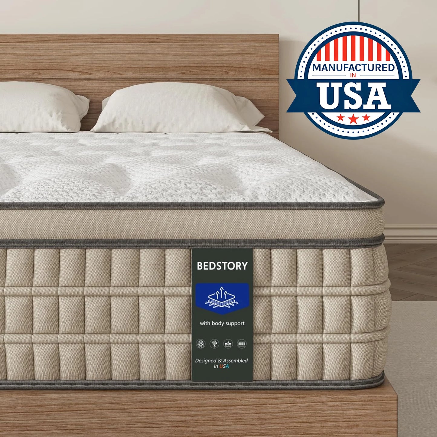 Full/King Hybrid Gel Memory Foam Mattress, Queen Size with Breathable Fabric