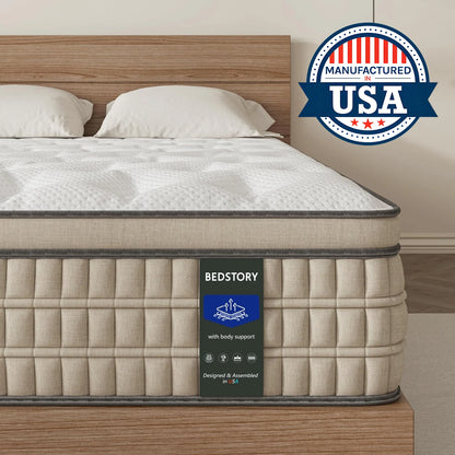 Full/King Hybrid Gel Memory Foam Mattress, Queen Size with Breathable Fabric