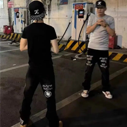 Loose Personality Trendy Washed Pants Men'