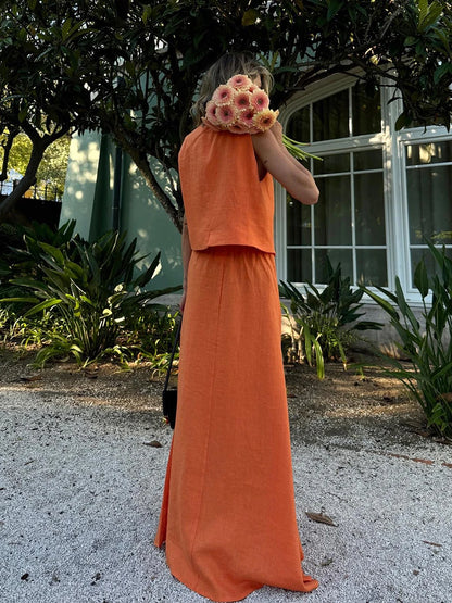 2 PCS Sleeveless Fashionable Chic Vest Skirt Suit