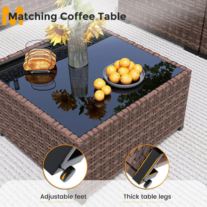 8 Piece Sectional Sofas, All-Weather With Fire Pit