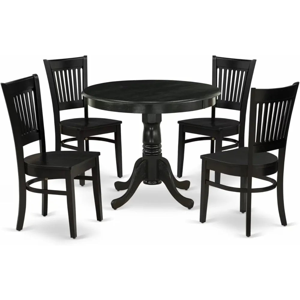 5-Piece Dining Set with Round Table and 4 Chairs