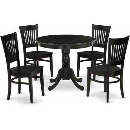 5-Piece Dining Set with Round Table and 4 Chairs