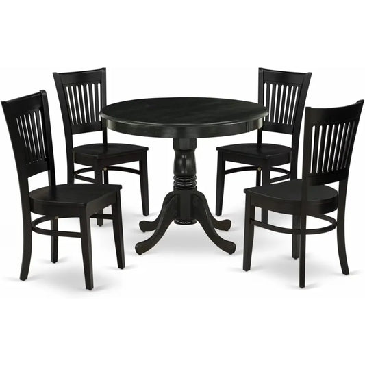 5-Piece Dining Set with Round Table and 4 Chairs