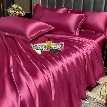 Silk Duvet Cover Bed Sheet Pillowcase Luxury