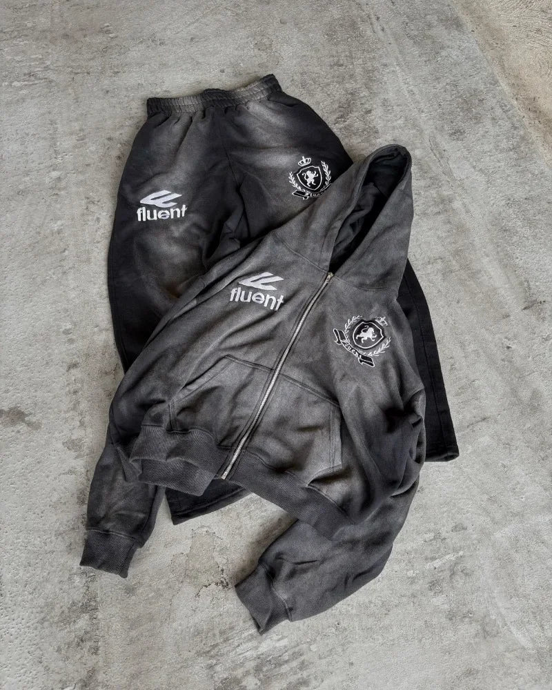 Embroidery Zipper Hoodie Street Fashion Goth Men/Women