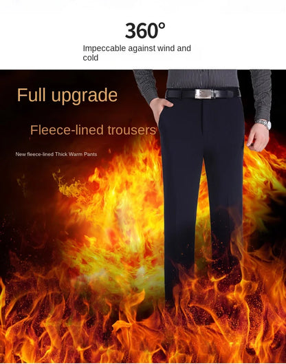 Double Pleated Waist Fleece Winter Suit Pants