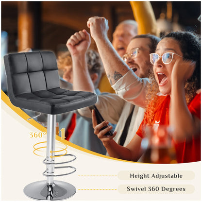 2 PU Leather Bar Stools Upholstered Counter Height