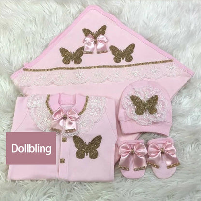 5 Pcs Girl/Boy Hospital Exit Newborn Bling Outfits