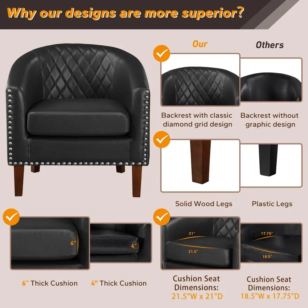 Set of 2 Comfy Barrel Accent Living Room Club Chair