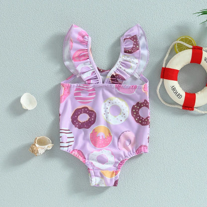 Infant Baby Girls Swimsuit Cute Donut Print