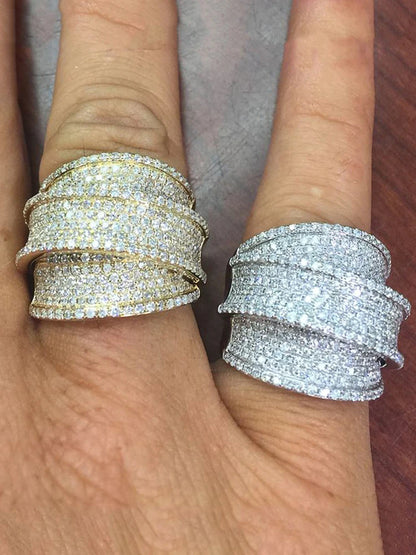 Full Bling Iced Out Wide Sparkling CZ