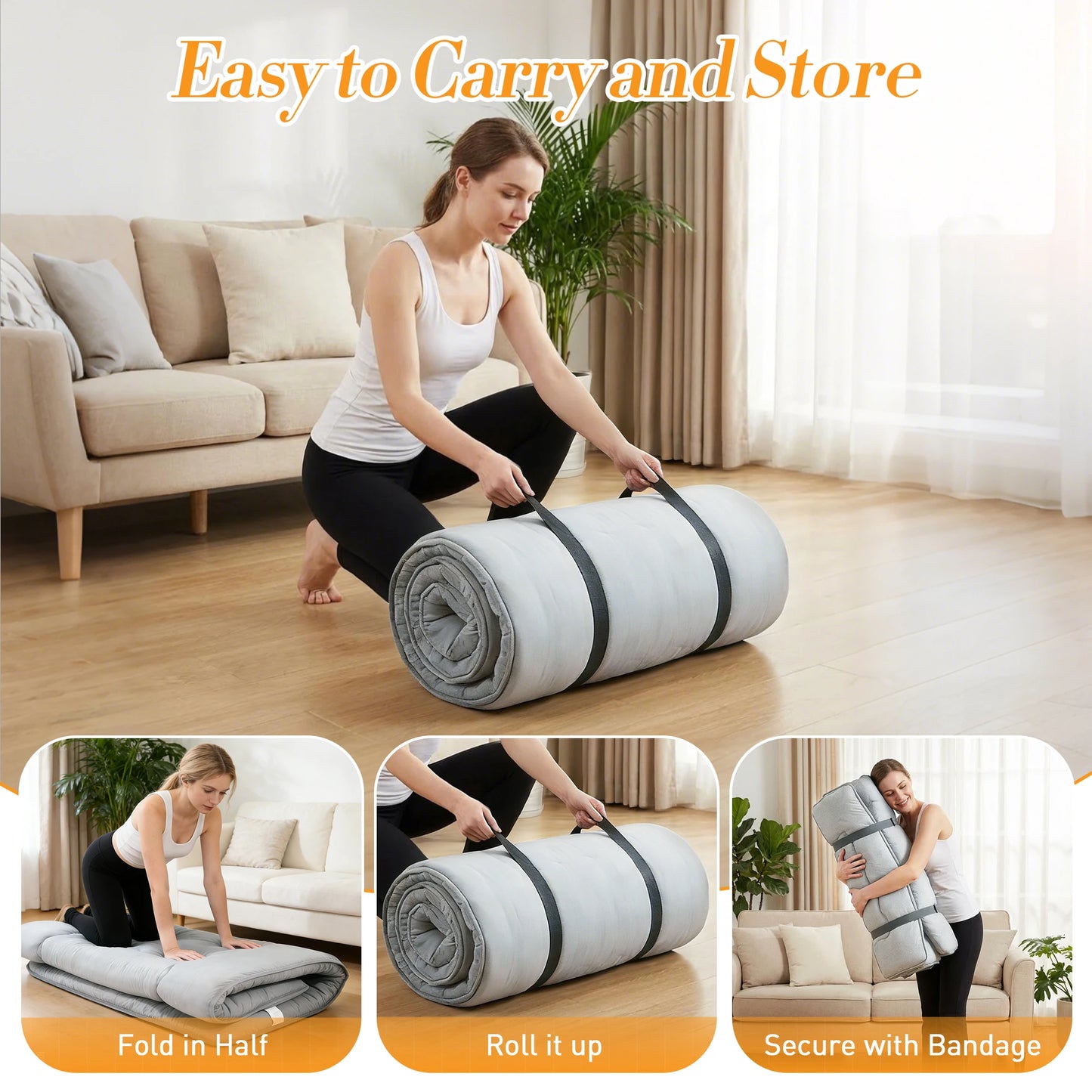 Foldable 4 Inch Soft Bed Mattress Full Queen Size