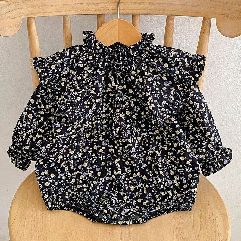 Baby Girls Long Sleeve Flower Embroidery Jumpsuit