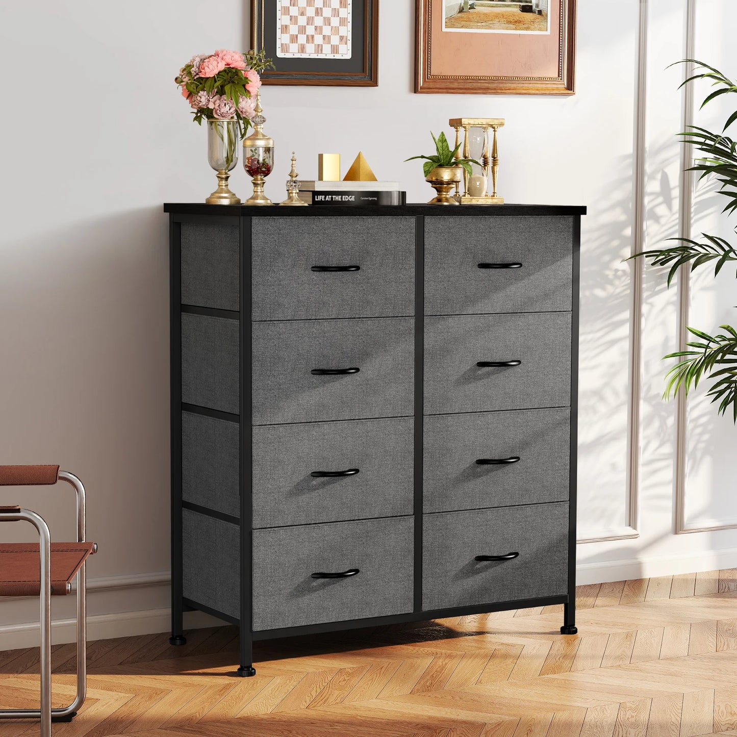 8 Fabric Drawers Storage Cabinet Steel Frame Assembly