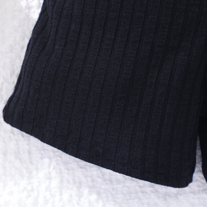 Girls Bubble Sleeve Ribbed Short Romper Set