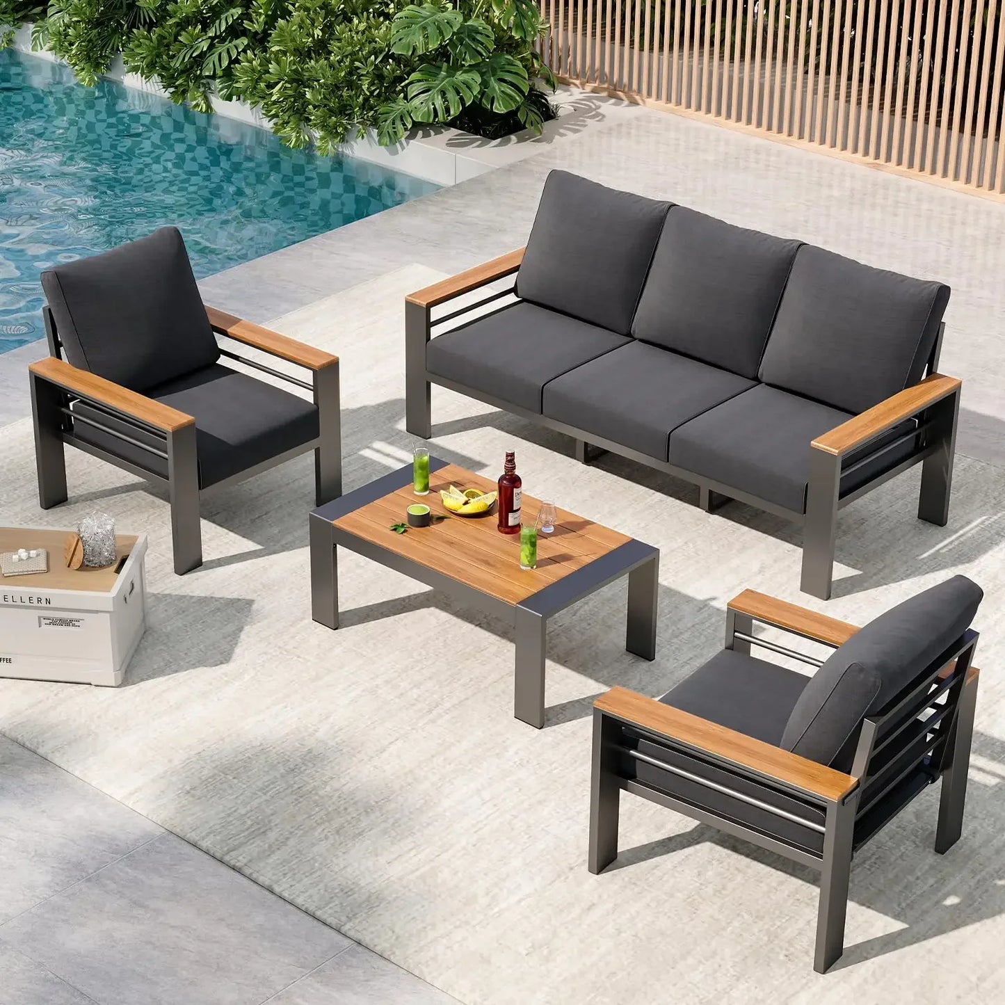 Outdoor Sectional with Coffee Table, Patio Sets
