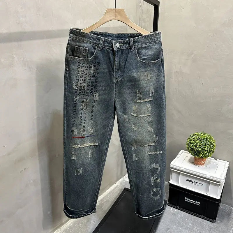 Loose Personality Trendy Washed Pants Men'