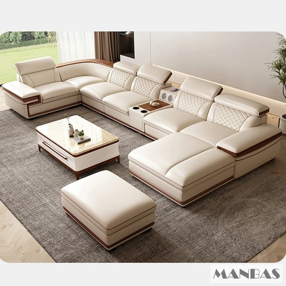 Genuine Leather Sofa Set for Living Room