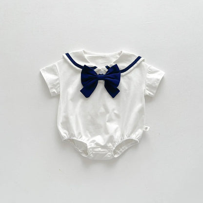 Baby Girls Rompers Sailor Collar Bodysuits