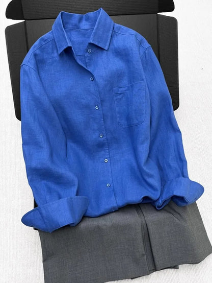 Casual Turndown Collar Single Breasted Tops