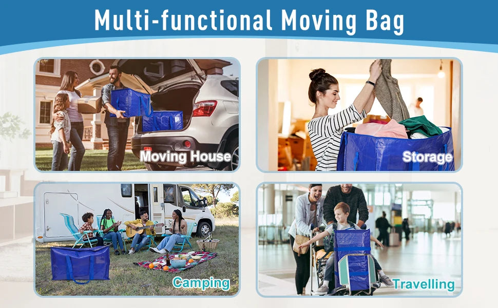 6 Pack Extra Large Moving Bags Heavy Duty Zippers