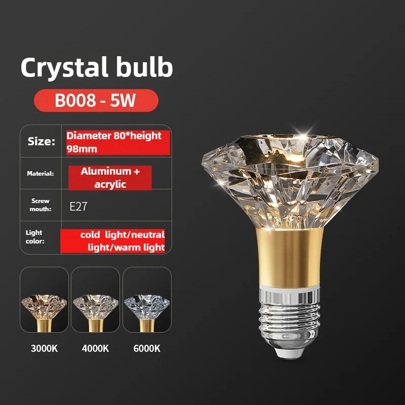 Acrylic Crystal LED Bulb Chandelier Fairy Lamp