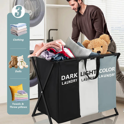 Divided Large Laundry Hamper Foldable Storage Bag