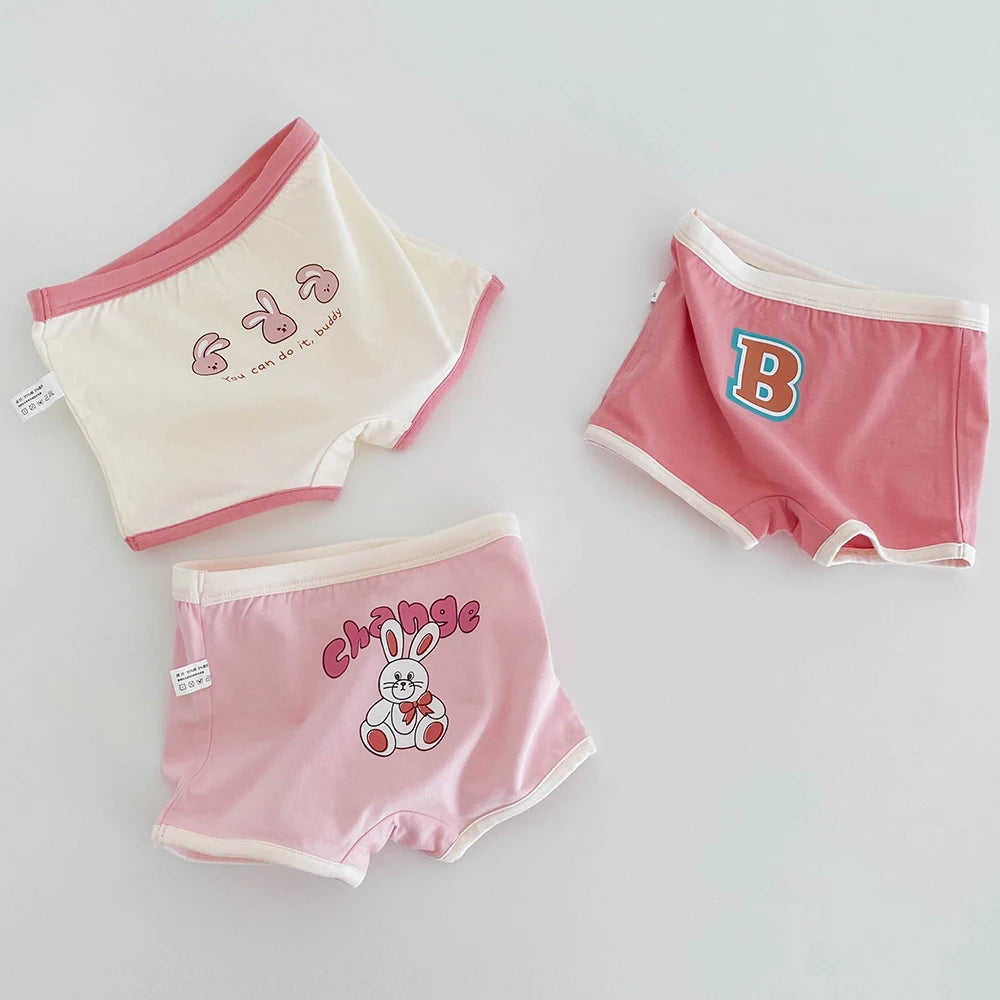 3PCS Young Girls/Boys Cute Cotton Briefs Boxers Underwear