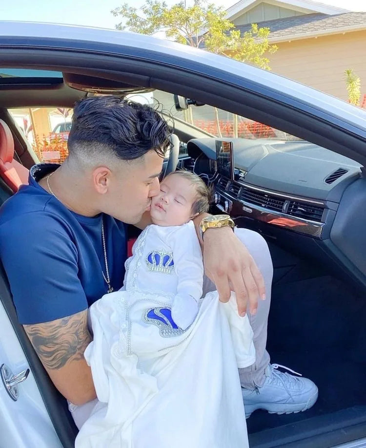 4 Pcs Boy/Girl Rhinestone Crown Jumpsuit Clothing