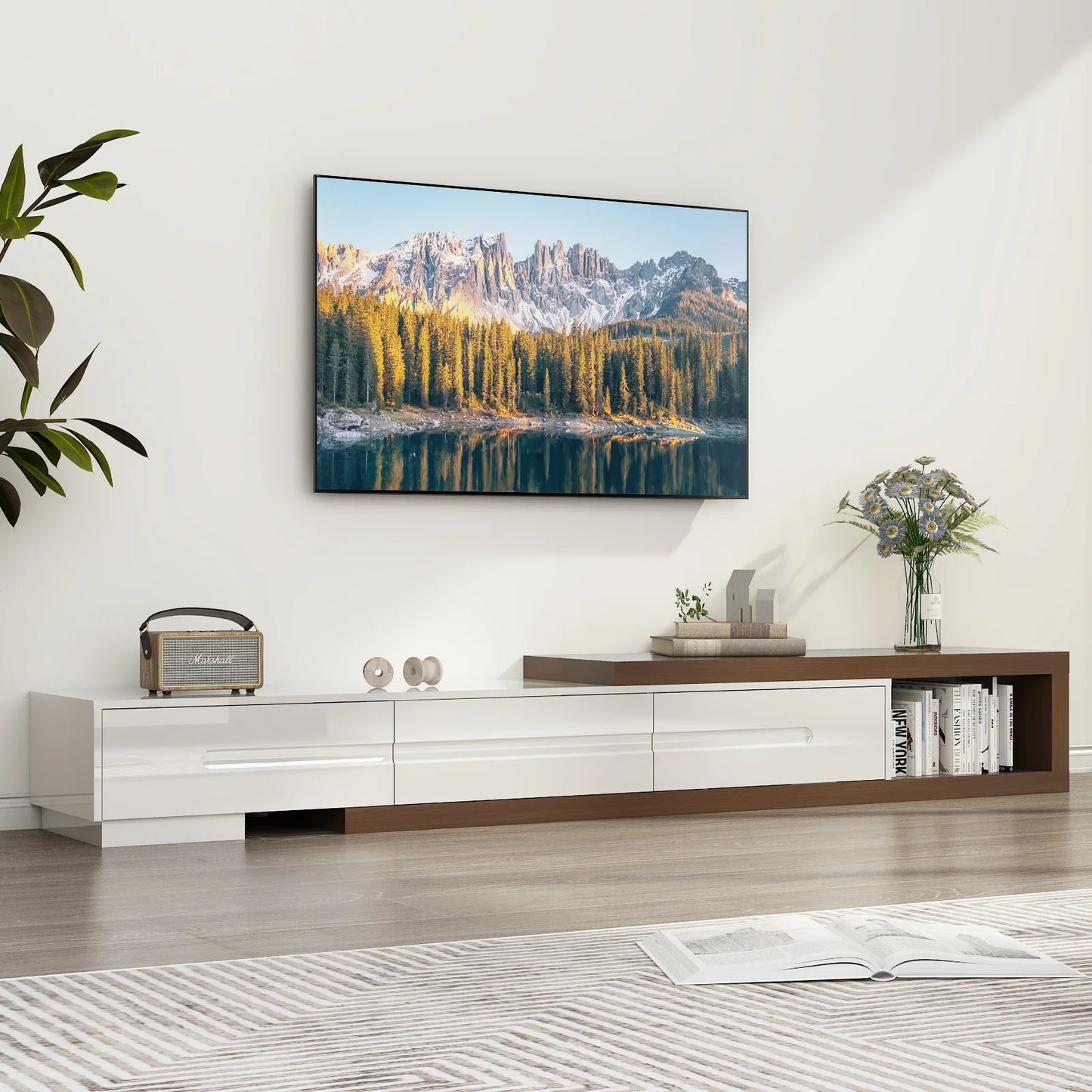 Extendable TV Stand for Up to 120"TV, Wood